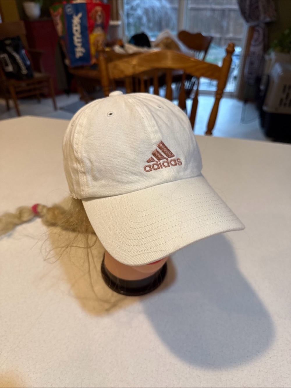 adidas Cream Cap with Pink Logo
